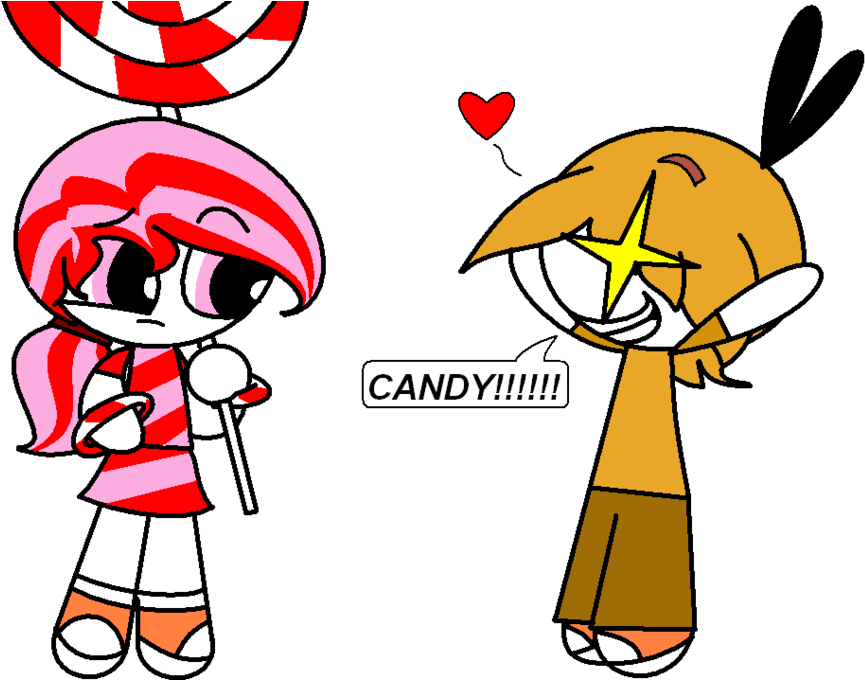 Orange Bird Meet Candy Bird - Cartoon (900x679)