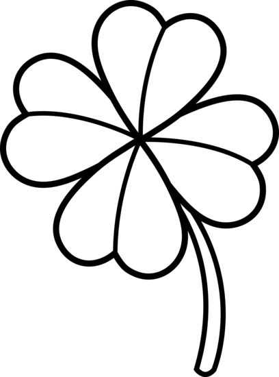 Colorable Four Leaf Clover - Four Leaf Clover Coloring Pages (408x550)