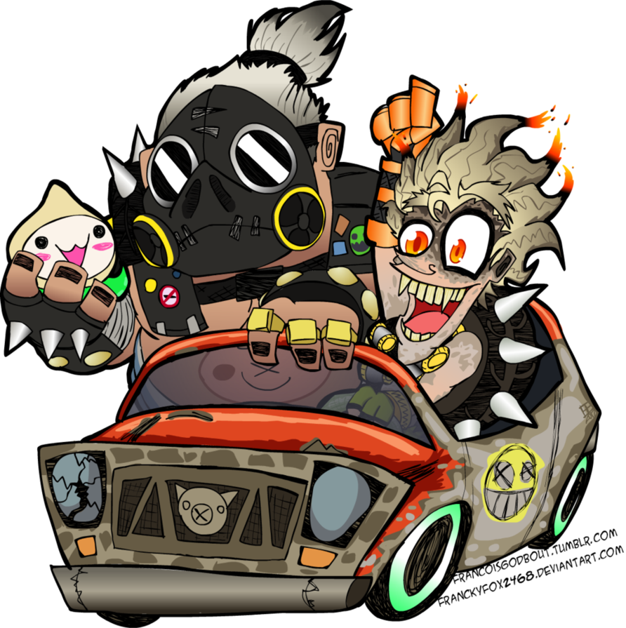 Junkrat And Roadhog - Cartoon (892x895)