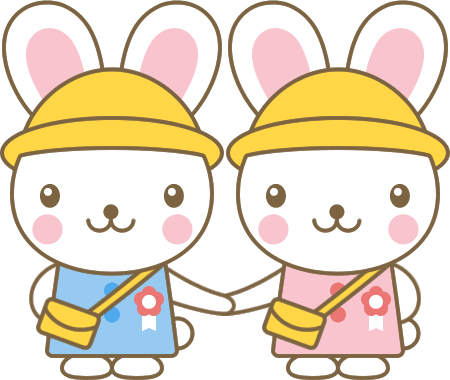 うさぎ（幼稚園生）の卒園式・入園式イラスト＜白＞ - 入園 イラスト 素材 (450x380)