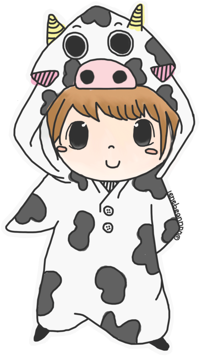 Cow Onew - Cartoon (687x1163)
