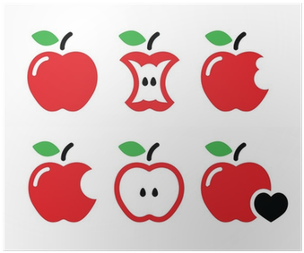 Red Apple, Apple Core, Bitten, Half Vector Icons Poster - Apple Core Vector (400x400)
