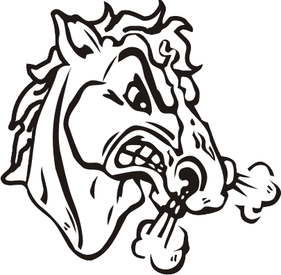 Mustang - Horse Snorting Clipart (405x396)