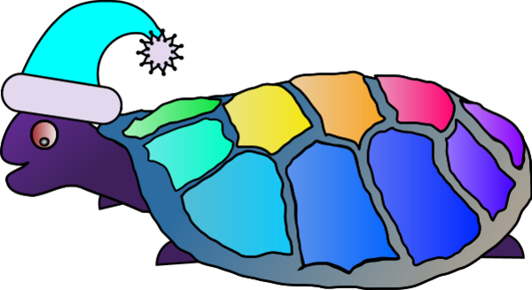 Turtle With Santa Hat Clipart - Drawing (600x328)