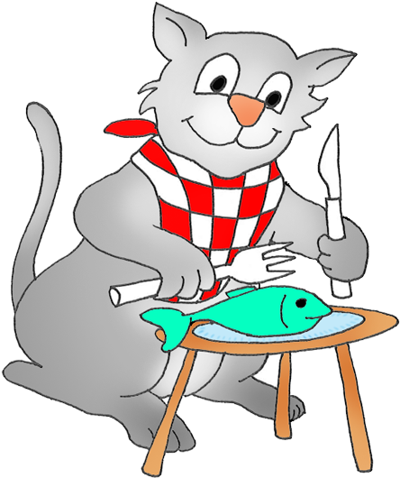 Temperament - Clipart - Cat Eating Clipart (505x591)