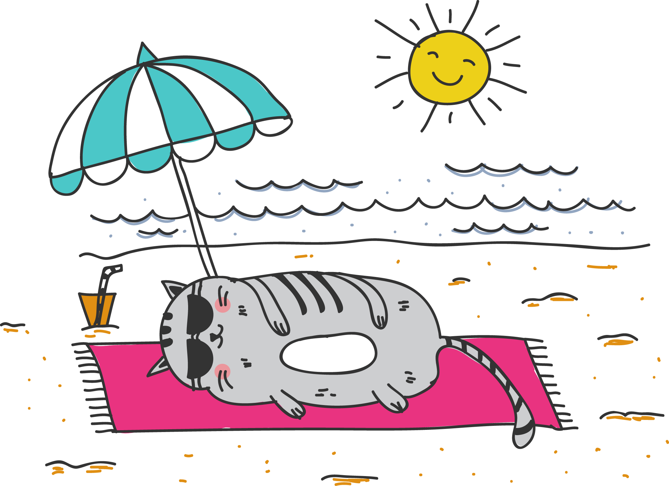 Lazy Cat Sleeps - Vector Graphics (2159x1567)