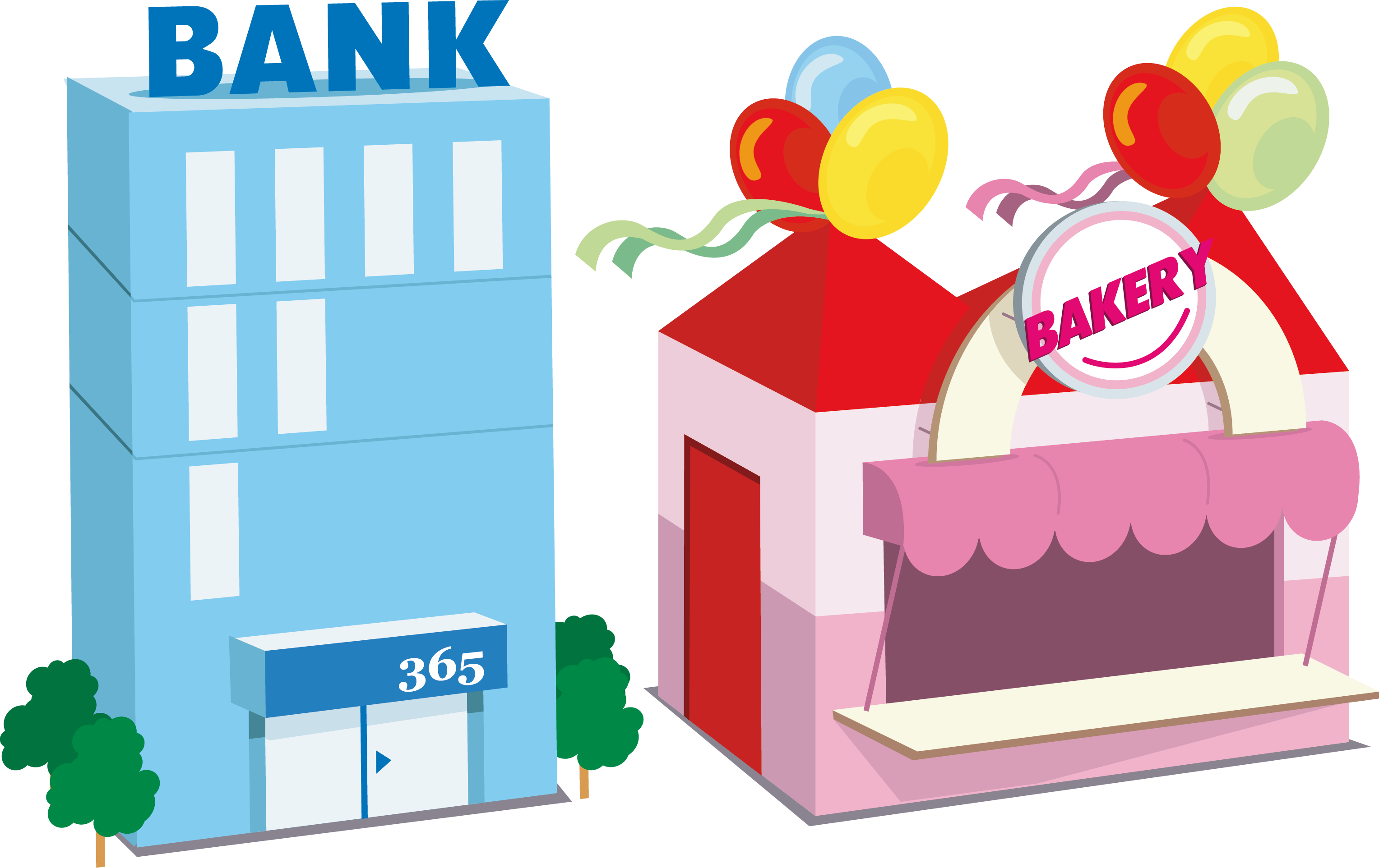 Bank Cartoon Architecture - Vector Graphics (3056x1925)