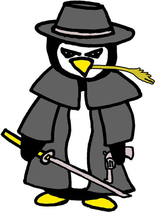Penguin Cowboy Samurai - Cartoon (535x768)