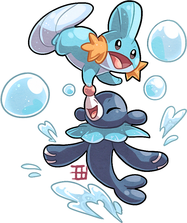 Deviantid - Mudkip And Popplio (698x825)