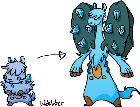 Ice/fighting Polekit Evolves Into Polekrush At Level - Cartoon (500x391)