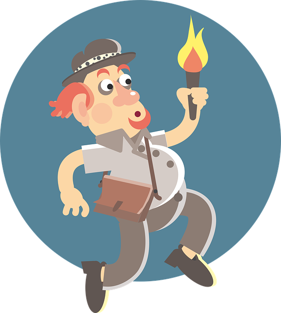Explorer, Man, Light, Torch, Flame, Adventure - Light (576x640)
