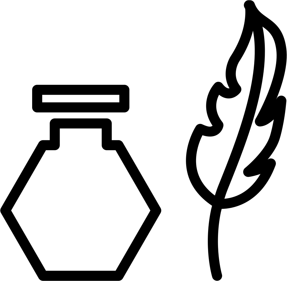 Feather Pen And Ink Container Comments - Tool (982x962)