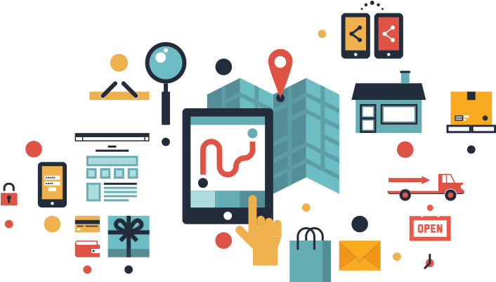 Flat Design Modern Vector Illustration Infographic - E Procurement (827x400)