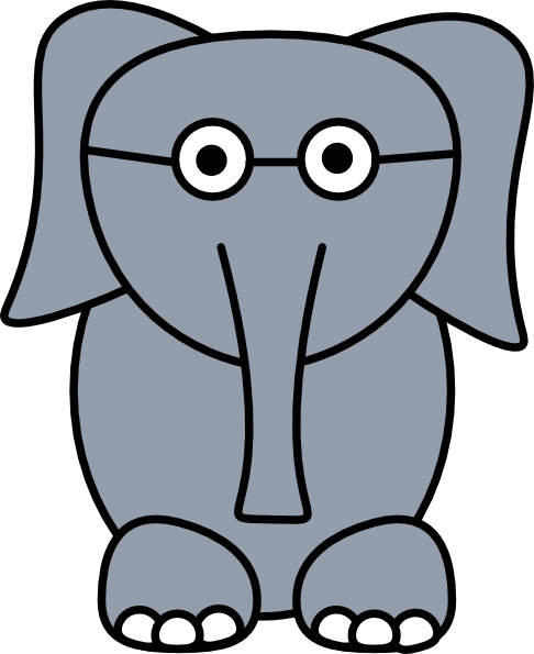 Cartoon Elephant With Glasses (486x595)