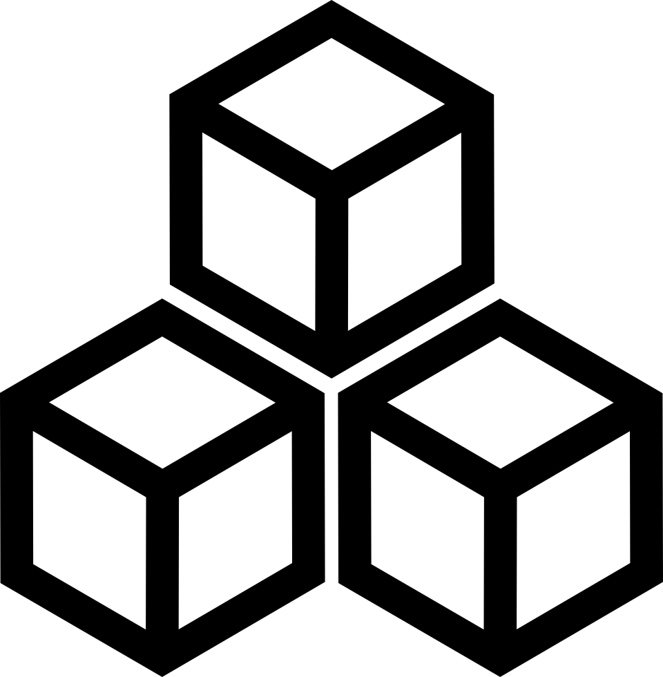 Square Blocks Outline Comments - Cube Icon (960x980)