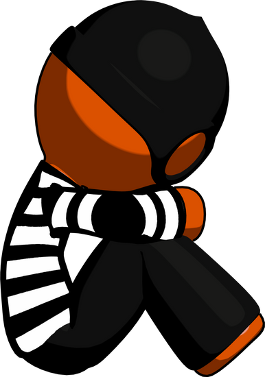 Thief Man Sitting With Head Down - Sitting (386x550)