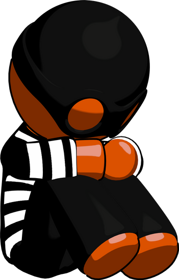 Thief Man Sitting With Head Down - Sitting (351x550)