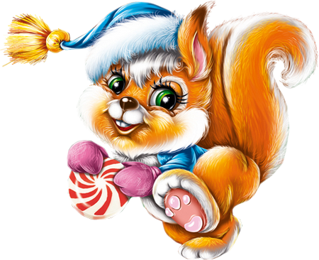 Новогодняя Белочка Клипарт Новогодний - Cartoon (450x366)
