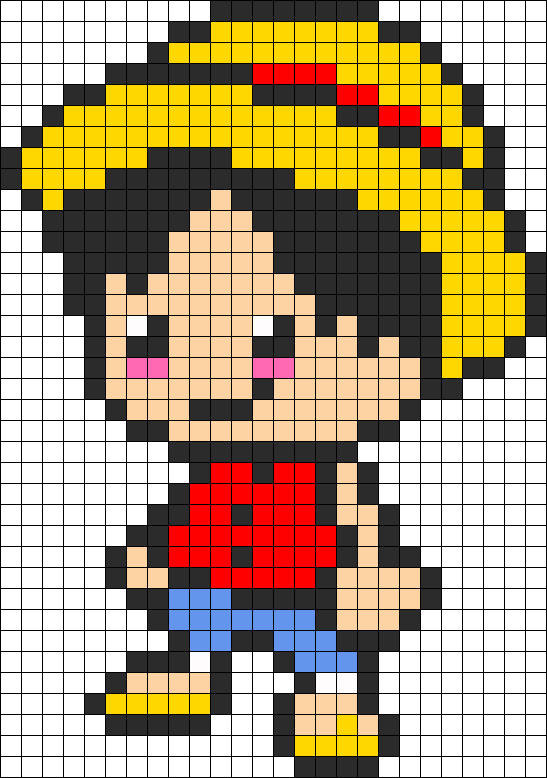 Kandi Patterns For Kandi Cuffs - Monkey D Luffy Pixel Art (547x778)