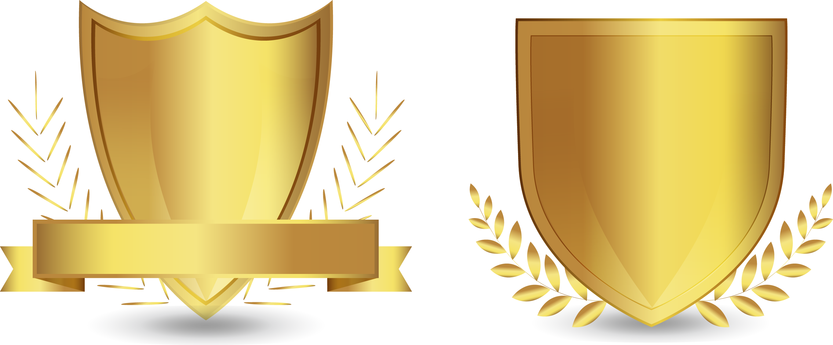 Vector Hand-painted Golden Shield - Euclidean Vector (2727x1131)