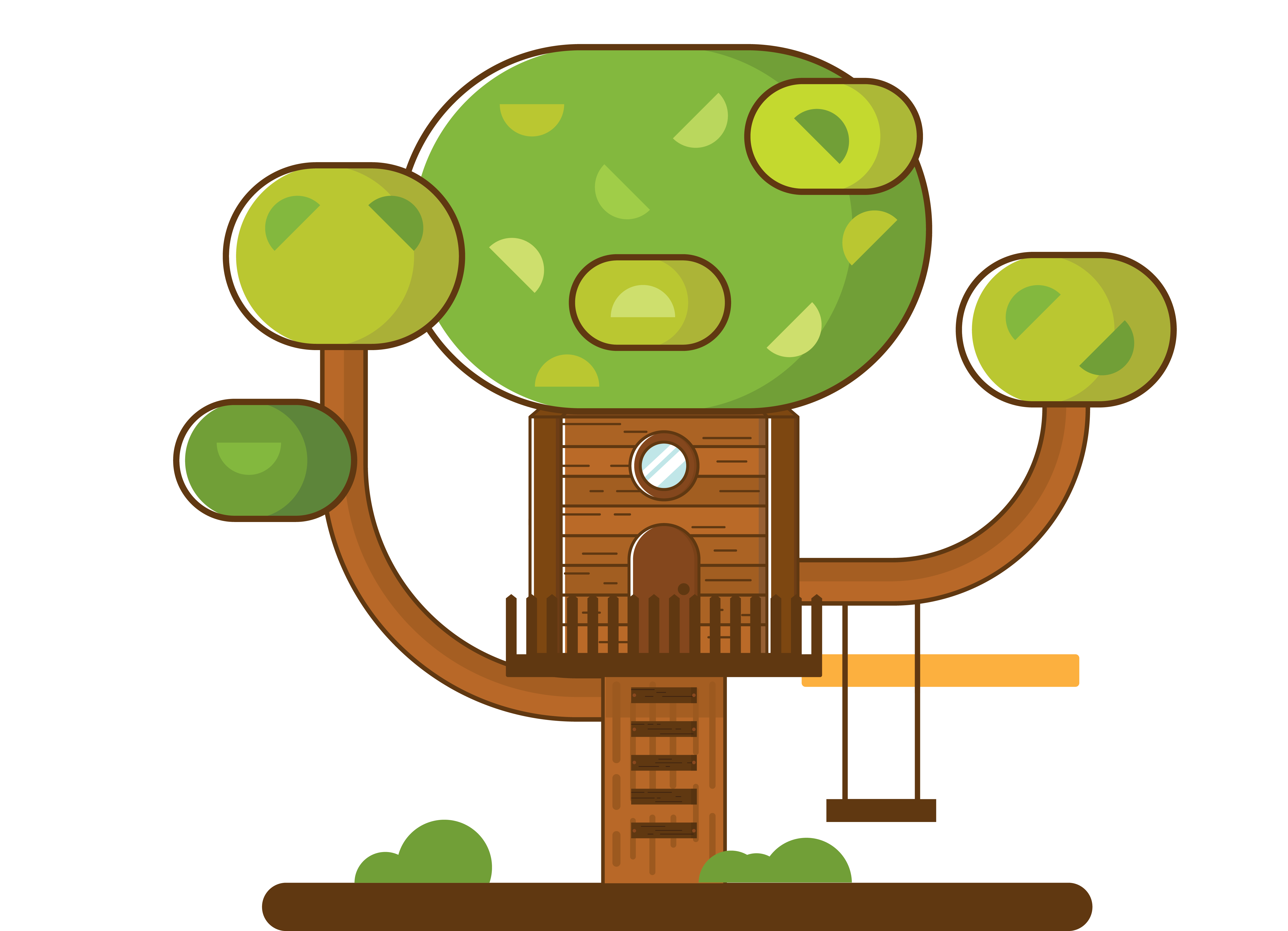 Cartoon Tree House Illustration - 卡通 樹 屋 (5141x3715)