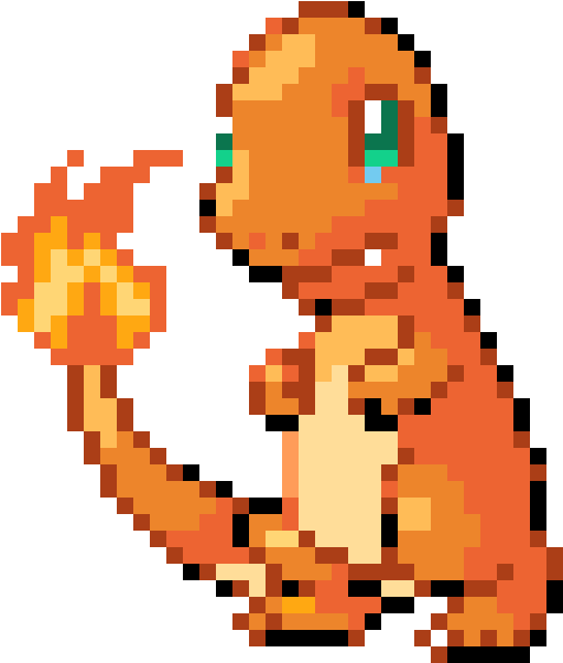 Charmander - Charmander Pixel Art Grid (585x615)