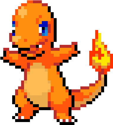 Charmander - Charmander Pixel Art Grid (420x460)