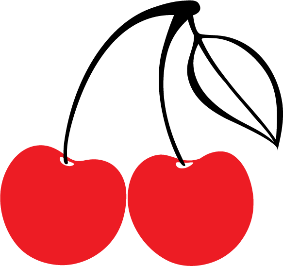 Cherry Pie Supper - Cherry Black And White (583x548)