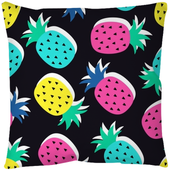 Vector Seamless Pineapple Fruit Crazy Colors Pattern - Colorful Cute Bright (400x400)