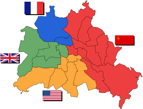 Divided Berlin - - West And East Berlin Map (500x383)