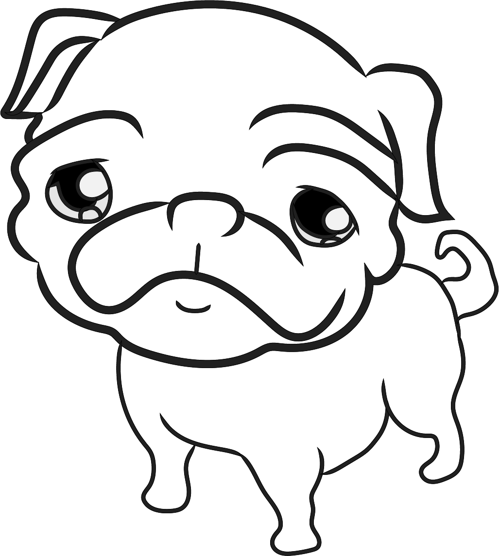 Pug - Pug Drawing Template (1027x1145)
