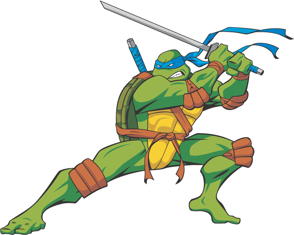 Leonardo Ninja Turtle Cartoon - Ninja Turtle Vector Art (1600x1067)