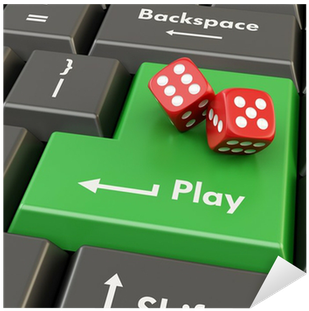 3d Green Button With Red Game Dices - Gambling (400x400)