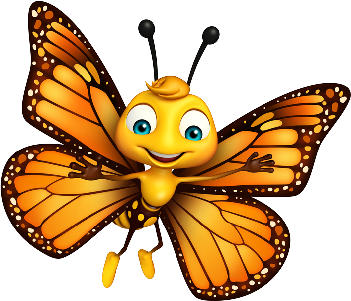 How Does It Fly - 3d Cartoon Butterfly (800x696)