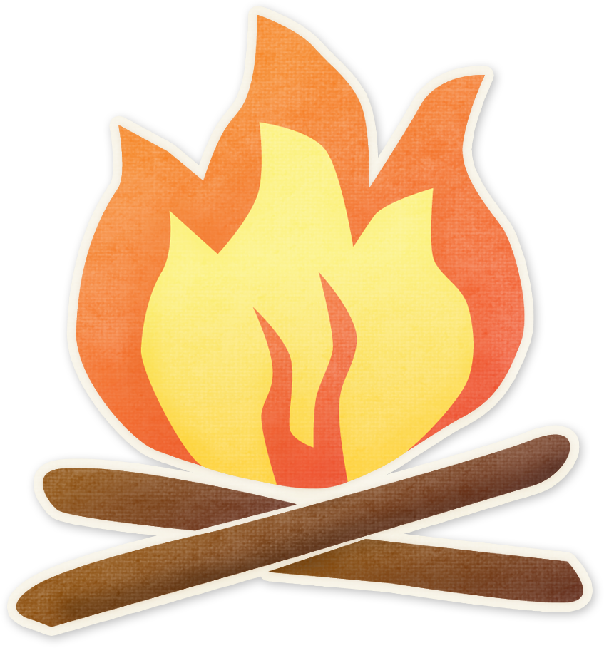 Camp Fire Sticker - Campfire (847x909)