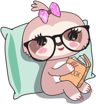 Sadie The Sloth Reading - Sloth (394x467)