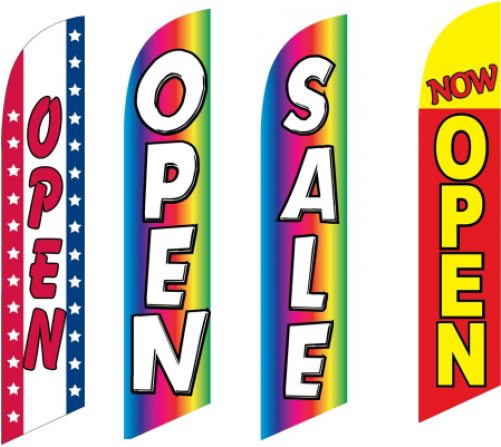 Stock Feather Flags - Better Banners Open, Welcome Drive In , Look Special (500x500)