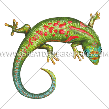 Lizard Curl - Island Gecko Green Blue Red Tropical Lizard Spare Tire (385x385)