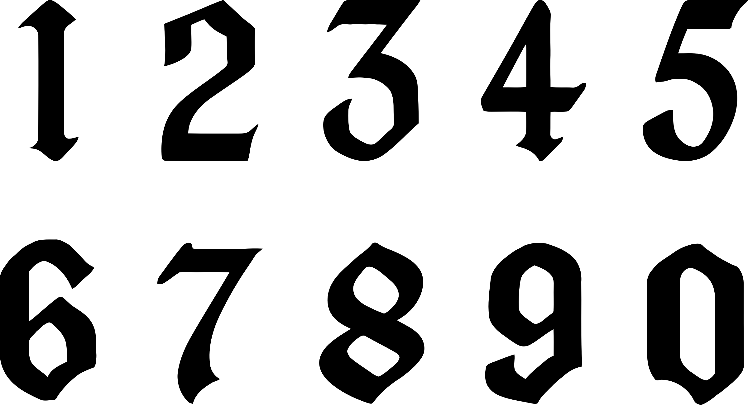 Black Numbers Clipart (2400x1301)