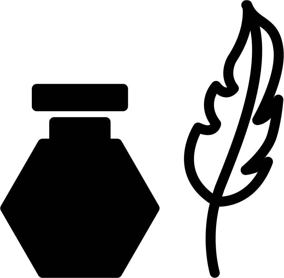 Feather Pen And Ink Container Comments - Tintero Icono (982x962)