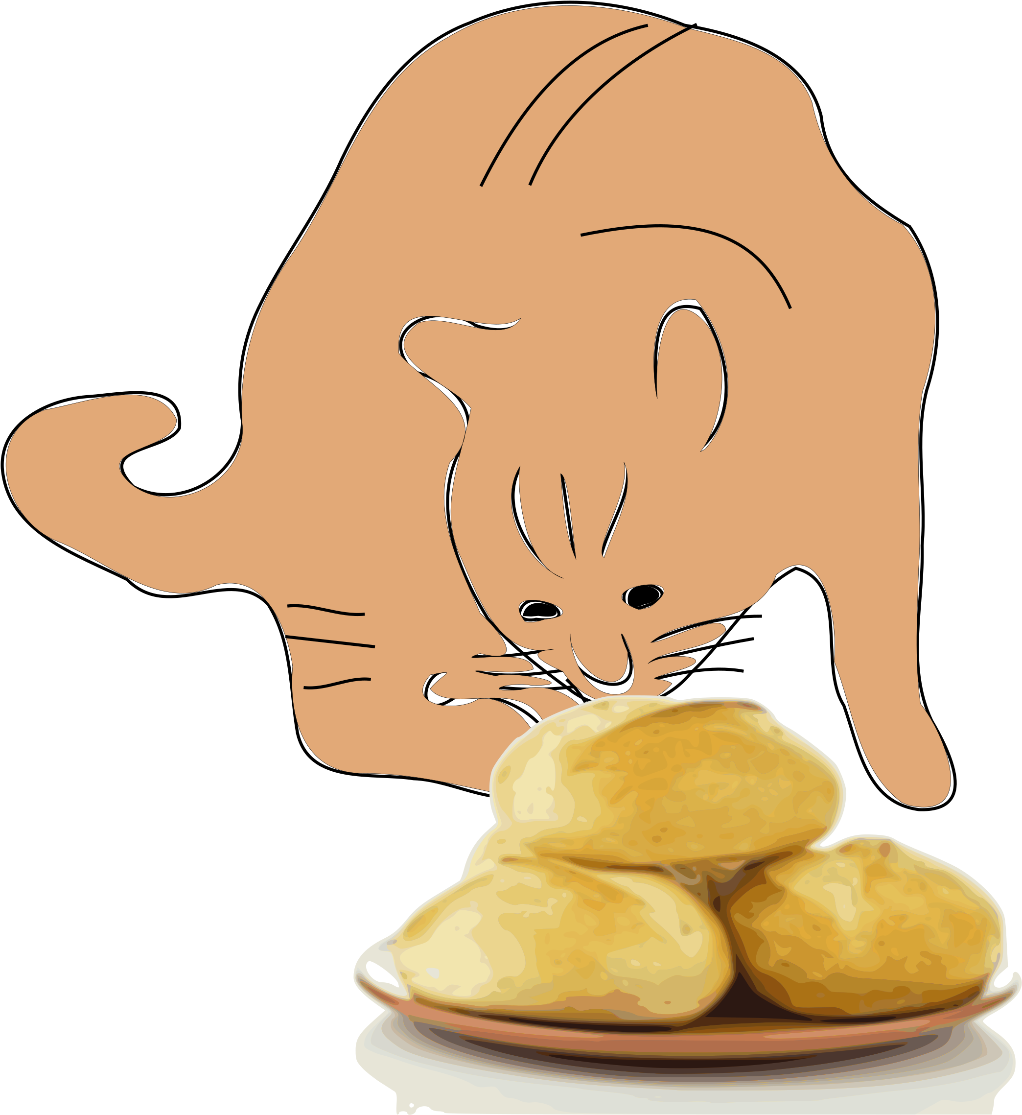 Cat Smells Bread - Cat (2211x2400)