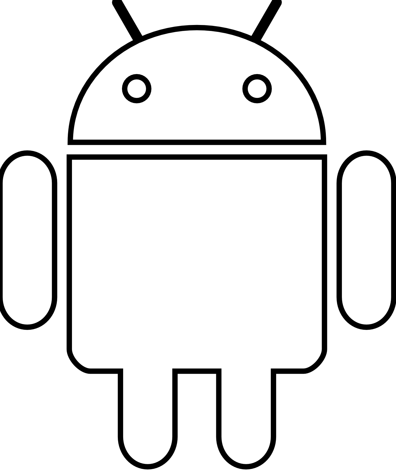 Android Robot Black White Line Art Scalable Vector - Android Logo White Svg (1331x1583)