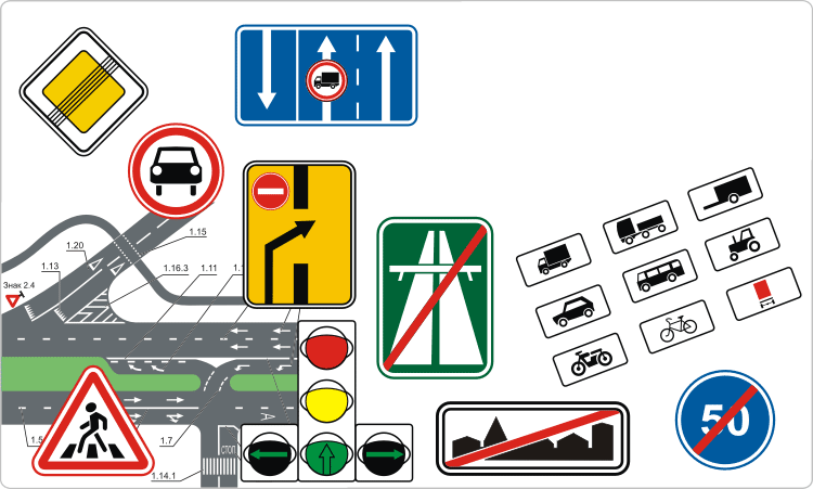 Vector Clipart Set - Дорожная Разметка (750x451)