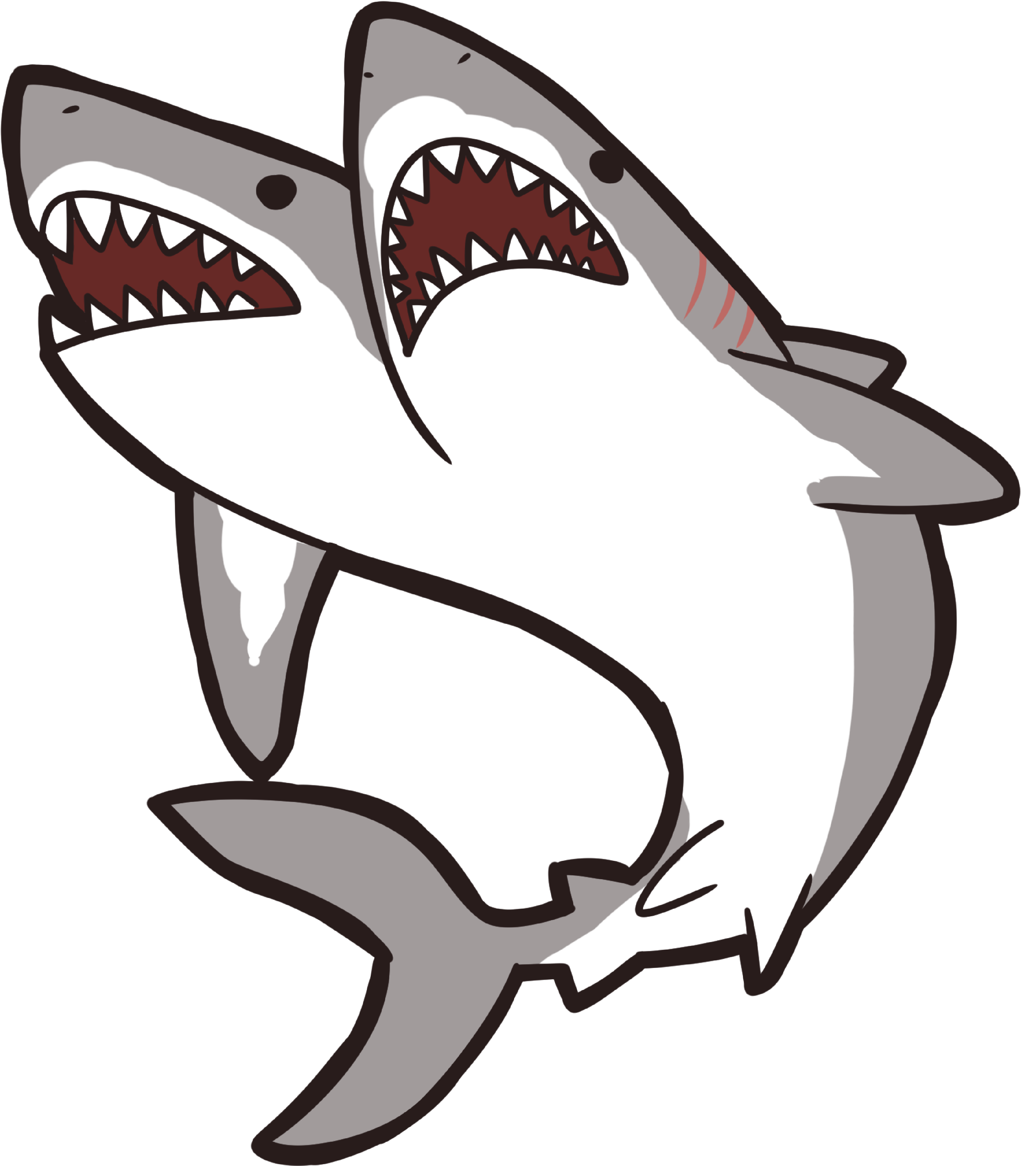 Two Headed Shark Cartoon (3450x4050)