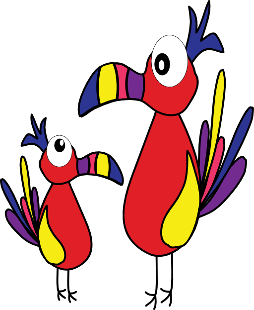 Clown Birds - Cartoon (512x623)
