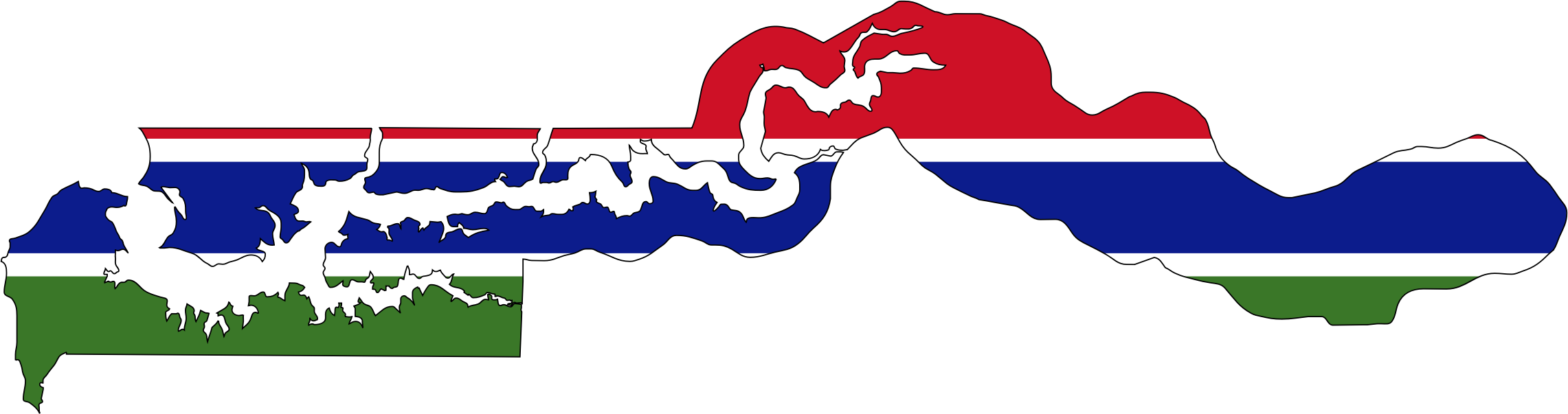 Flag Map With Stroke - Gambia Map And Flag (2282x603)