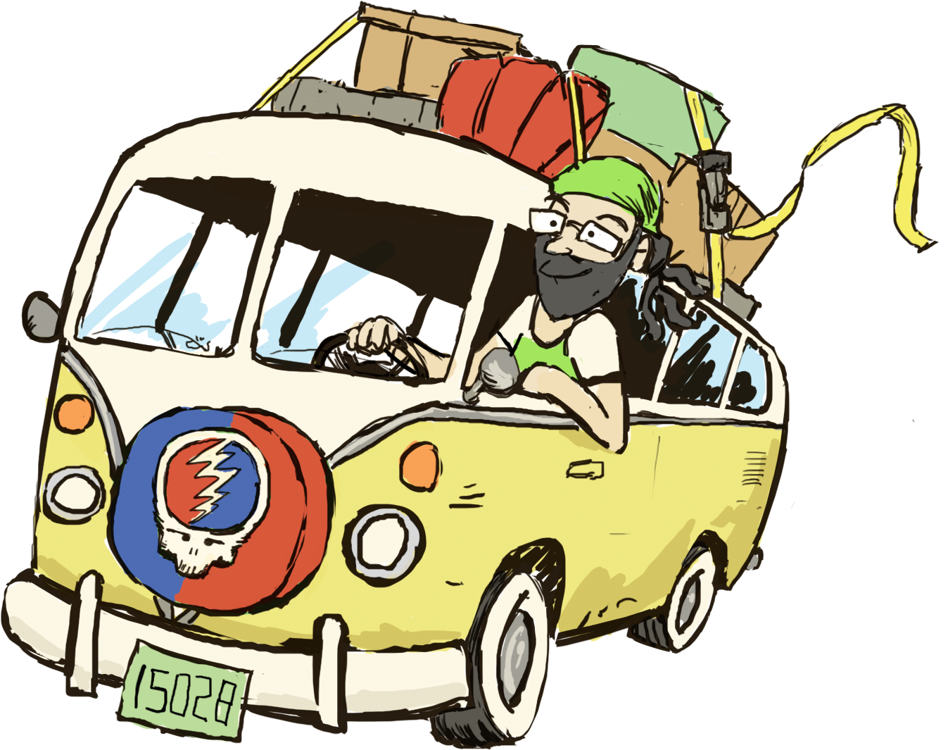 Shane And Vw Van - Cartoon (1462x1175)