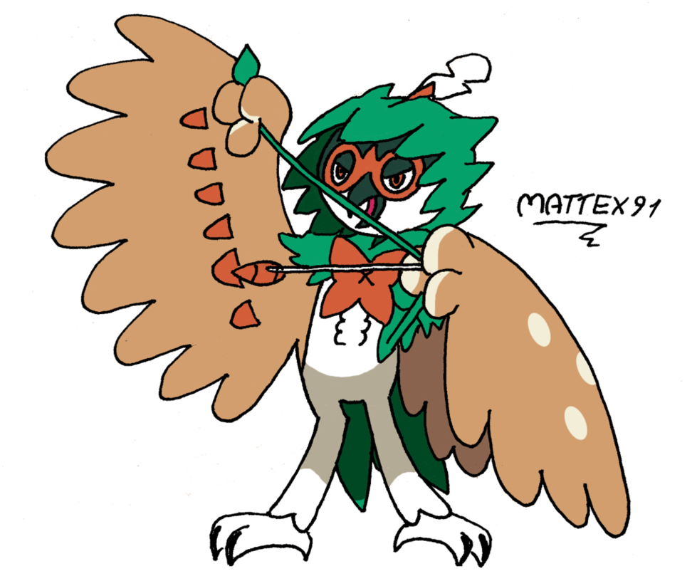 Decidueye - Cartoon (979x816)