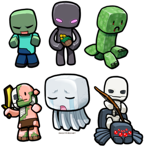 Minecraft Characters Framed Maxi Poster (600x615)