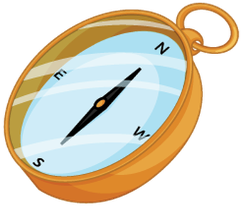 Various Objects Of Camping - Cartoon Compass Vector (610x399)
